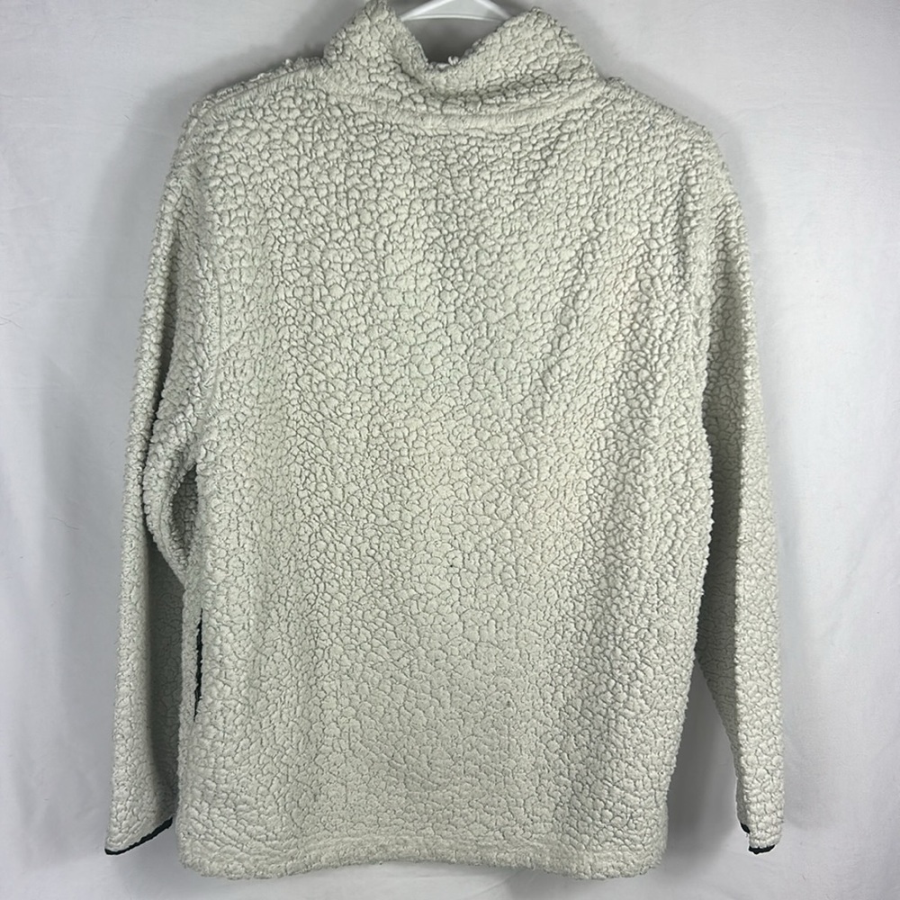 Ivory Ella Cream Sherpa Fleece Zipper Pull Over Sweater - Picture 2 of 7